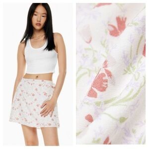 NWT Aritzia Sunday Best Dawson Floral White & Pink Wrap Mini Skirt Size S / P